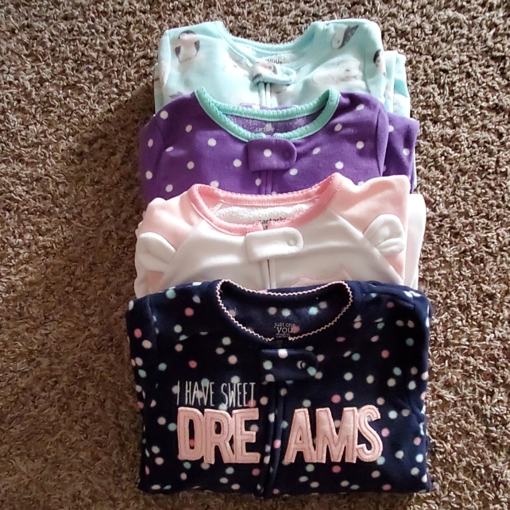 COPY - Like New!! Baby girl fleece footie pjs